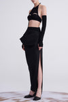 OUDE WAAG denim hollow hanging neck corset OW-23SS-AS05 black